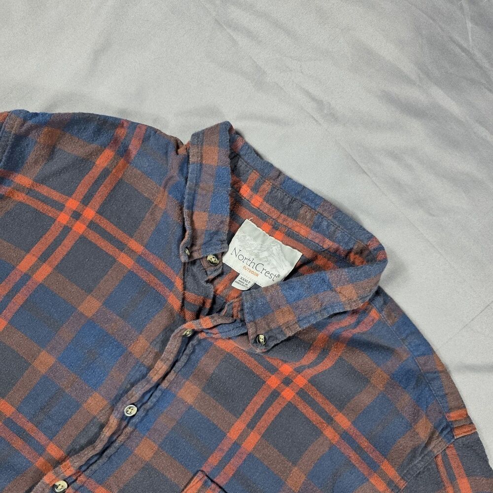Men's Big & Tall Flannel Northcrest Outdoor Size XXXLT Burnt Orange/Navy Color